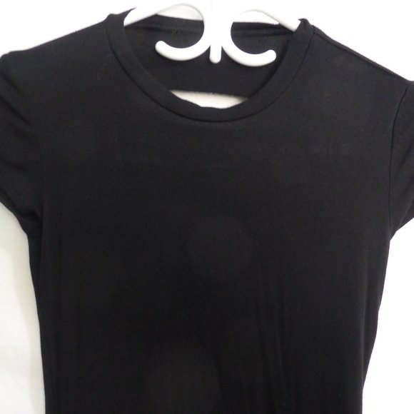 Solid black short sleeve dress, cool open back GUC - Picture 3 of 7